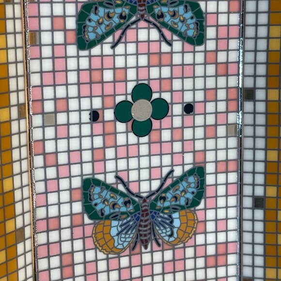 Anthropologie Mosaic Butterfly Butter Dish – Pink & Gold-NEW - Picture 3 of 14